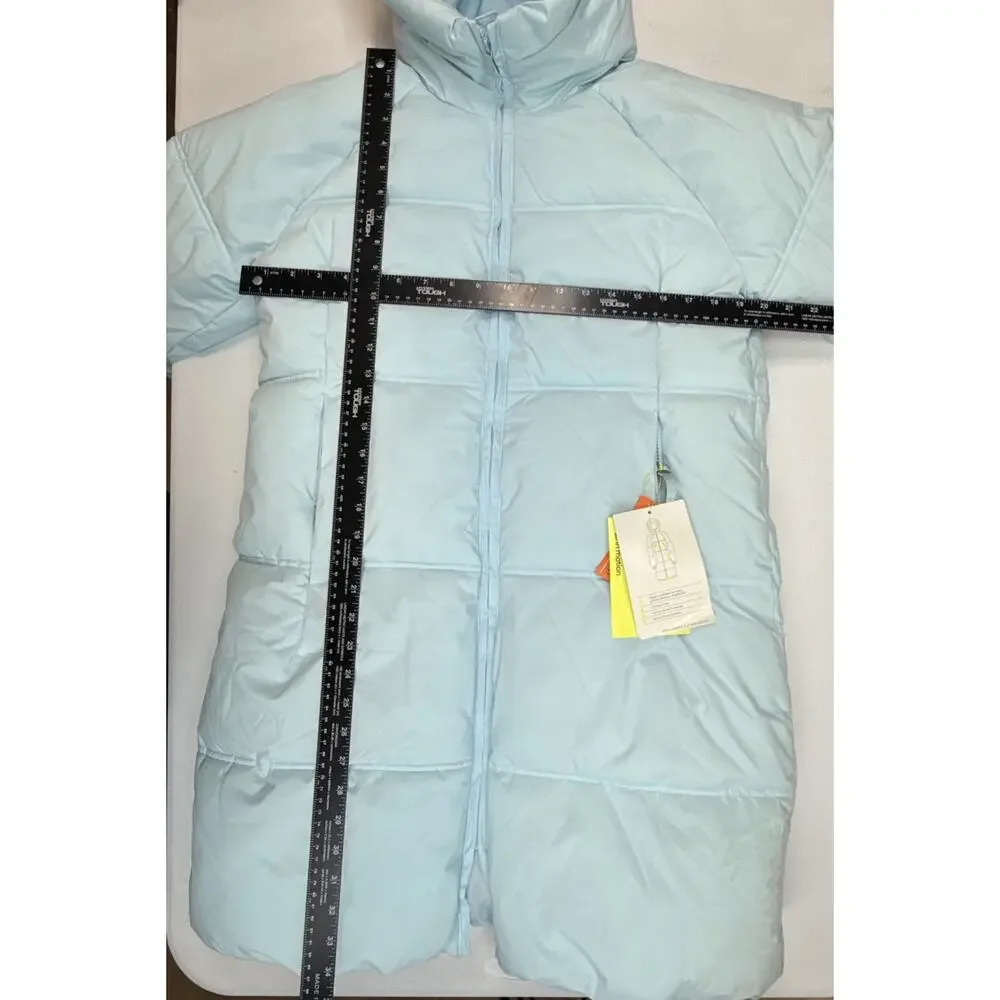 All In Motion Girls Puffer Jacket Light Blue Hooded Mid-Length Coat Size XL (14)